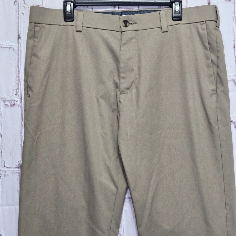 Haggar Pants Khaki Cool Right Performance Flex Straight Fit Dress Golf Men 38x29